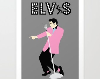 Elvis Presley art print-Music lover poster-Retro print-Rock and roll poster-Pop art Decorative Art Print-Large Print-Cool illustration