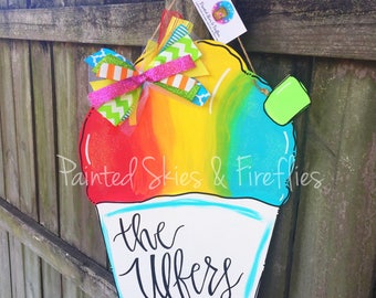 Snow Cone Door Hanger / summer door hanger / Snoball door hanger / snocone / Home Decor / Decoration / Outdoor Decor / summer decoration