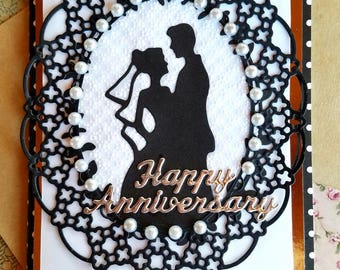 Elegant Anniversary Card in Black and White Card