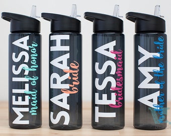 Custom Water Bottles - Personalized Water Bottles - Custom Bridesmaid Favor - Bridesmaid Gift - Bridesmaid Water Bottle - Bride Tribe Bottle
