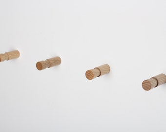 Set of 4 Wall Hooks / minimalistic hangers / ash wood