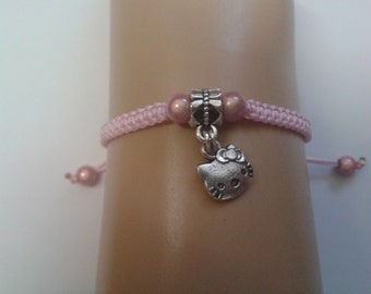 Cat bracelet - girls cat bracelet - girls bracelet - childrens bracelet - childrens jewelry - cat charm - pink bracelet - stocking filler