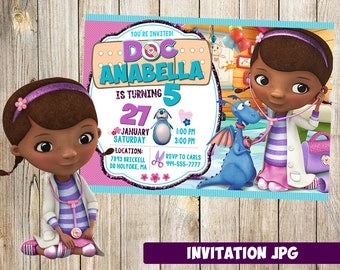 Doc McStuffins Invitation, Doc McStuffins Party, Doc McStuffins Birthday Invitation, Girl Doc McStuffins Invitation