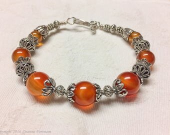 Carnelian and Sterling Silver Bracelet