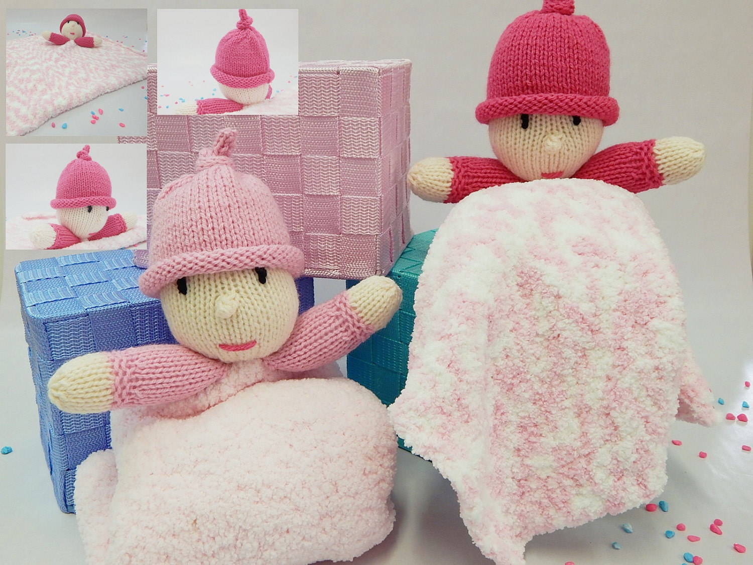 NEWBORN BABY BLANKET with attached cuddle dolly toy hand