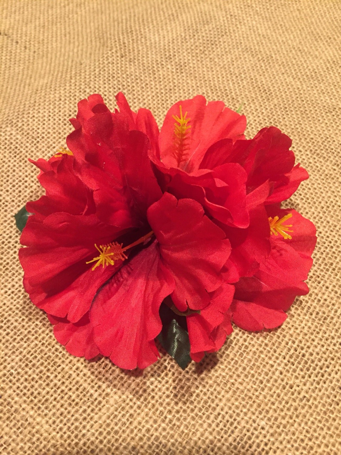 Red hibiscus hair clip