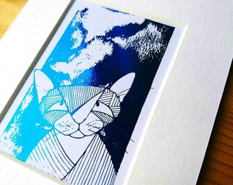ACEO, mounted art, mounted ACEO, foiled print, animal print