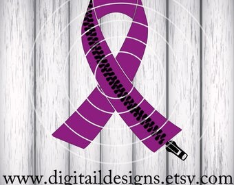 Chiari Malformation Awareness Ribbon SVG - png - dxf - eps - fcm - ai - Cut file - Silhouette - Cricut - Zipperhead SVG - Awareness Ribbon