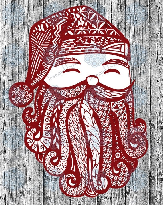 Download SVG & DXF design Santa Zentangle Christmas t-shirt and decal