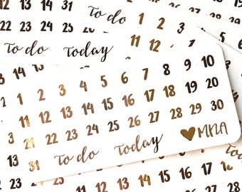 Foiled Number Planner Stickers