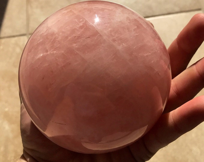 Rose Quartz Sphere from Brazil- Rose Quartz Crystal Ball 5 inch diameter- Home Decor \ Love \ Heart Chakra \ Gift for Her \ Crystal Ball