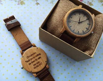 Wooden watch personalised, groomsman, best man, usher, father of the groom, father of the bride,wedding gift, gift for him, engraved