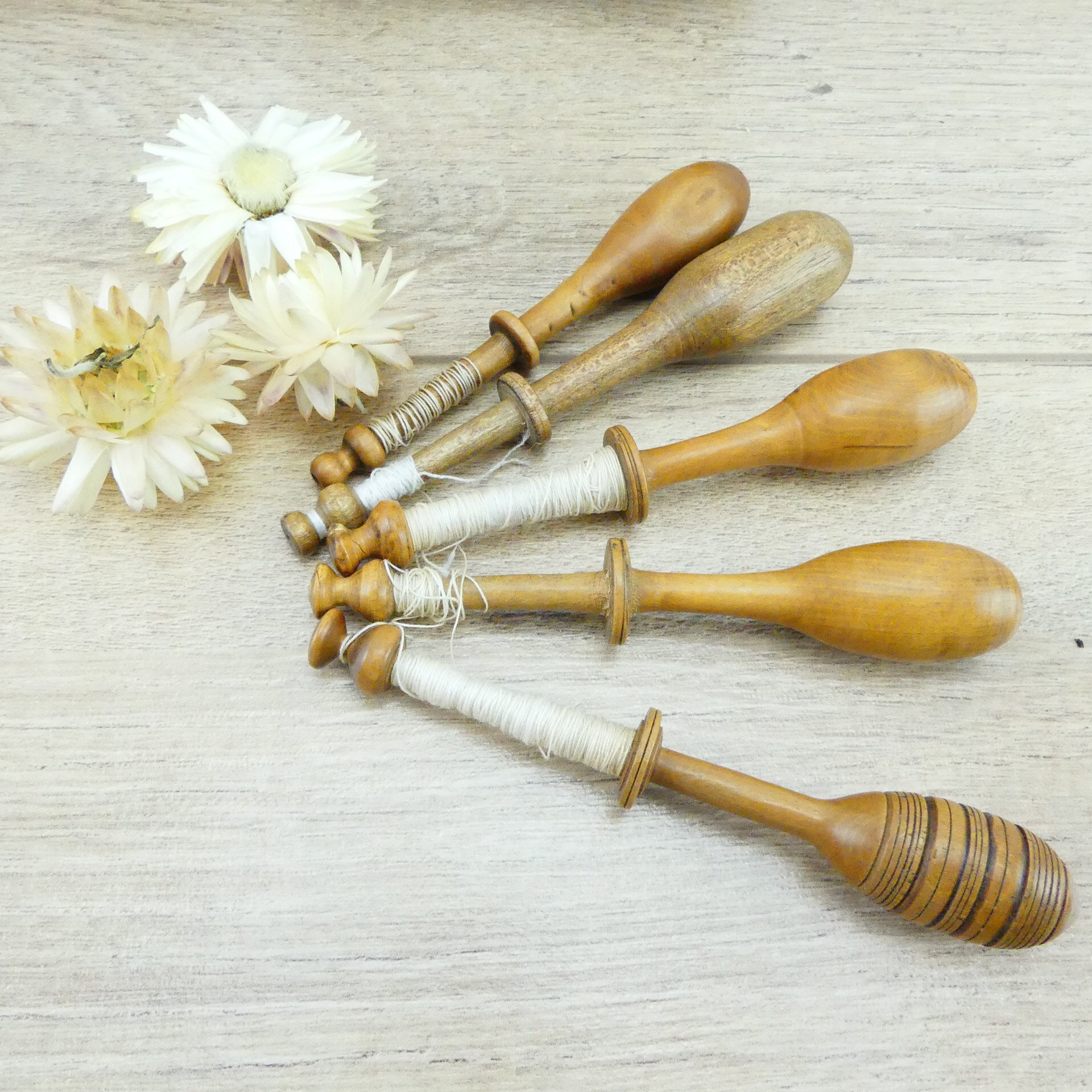 Wood spindles Antique spindles Wooden bobbin Wooden spools Lace