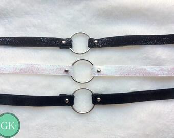 Glitter and basic black velvet O choker