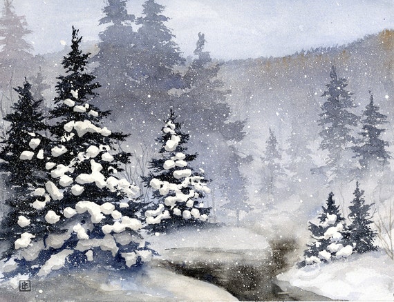 Quiet Winter Snow-Covered Pine Trees Snowy Mountains Calm