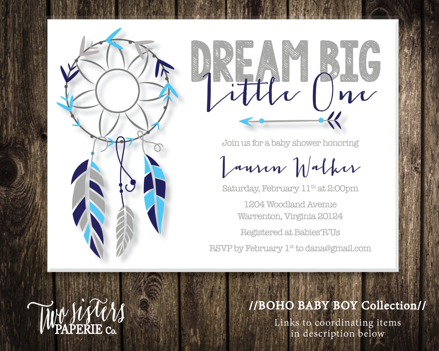 Boho Baby Boy Shower Invitation Boho Baby Shower Invitation