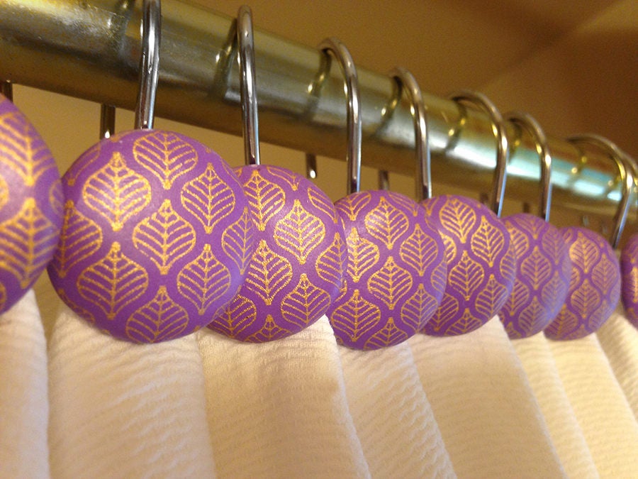 Shower Curtain Hooks Shower Curtain Rings Boho Chic Violet