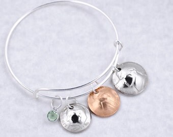 50th Birthday Gift - 50th Anniversary Gift - 1967 Dime Nickel Penny Coin Birthstone Bangle Bracelet Jewelry - Birthday Gift for Mother