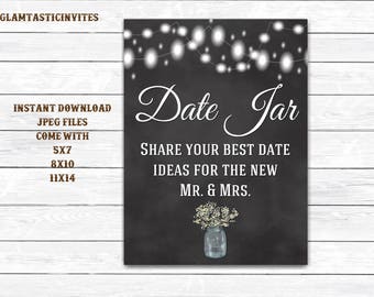 Date Jar Sign Chalkboard Printable 8x10 PDF Instant Download