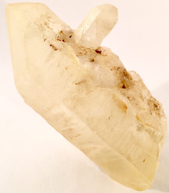 Large Terminated Yellow Quartz Crystal with Opaque White