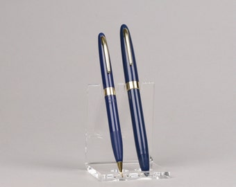 Sheaffer Sovereign TM Touchdown Fountain Pen Set in Persian Blue with Gold Two-tone Open Nib, Restored with No Brassing