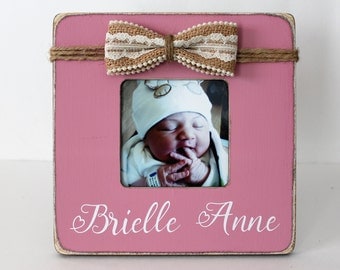 New Baby Girl Gift, Personalized Picture Frame, Baby Girl Photo Frame, Gender Reveal Gift
