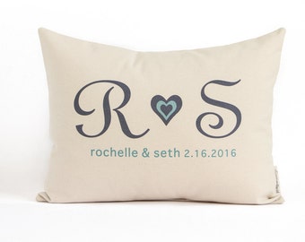Customized Initials Pillow, Gift for girlfriend, Gift for boyfriend, Anniversary Gift, Cotton Anniversary, Throw Pillow, Housewarming