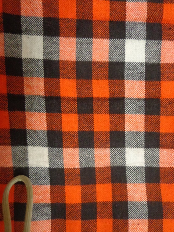 Black Orange White Plaid Flannel Fabric