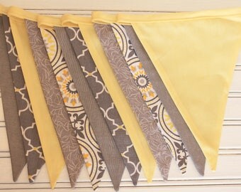 3m Grey & Yellow Double Sided Bunting
