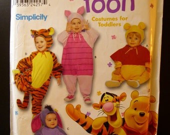 Simplicity 9378,disney's winnie the pooh, costumes for toddlers, pajamas,costumes,tigger,piglet,Eeyore, AS IS pattern