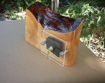Solid Western Red Cedar timber Rustic desk Clock hand made....""""Postage included