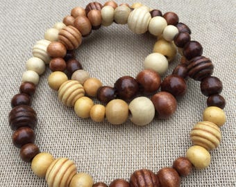 Beaded Necklace Women's Bead Necklace Wooden Bead Necklace Wooden Jewellery Long Necklace Wooden Necklace Gift For Her Girlfriend Gift