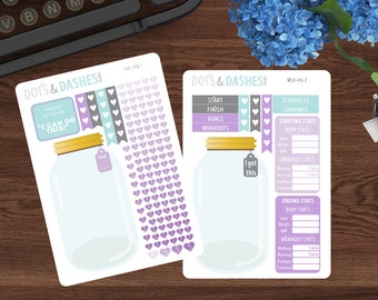 WL, Weight loss kit, weight loss planner stickers, weight tracker, note section kit, fitness stickers, workout stickers