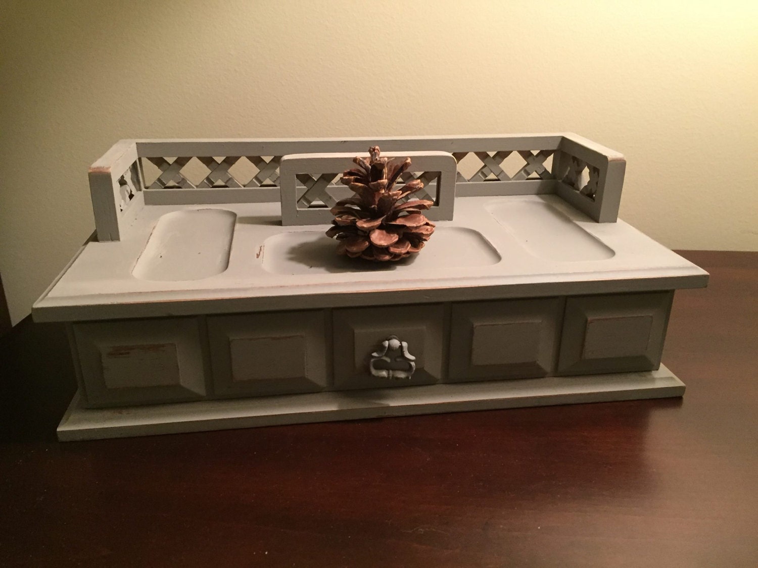 Wood Valet Men's Dresser Organizer Charging Station