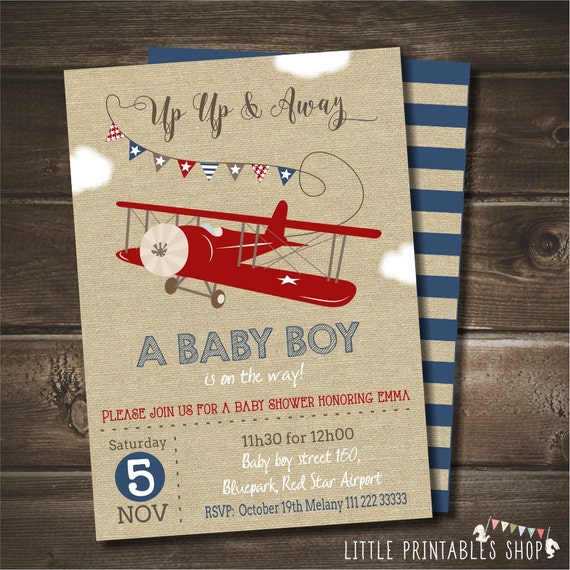 Airplane Themed Baby Shower Invitations 10