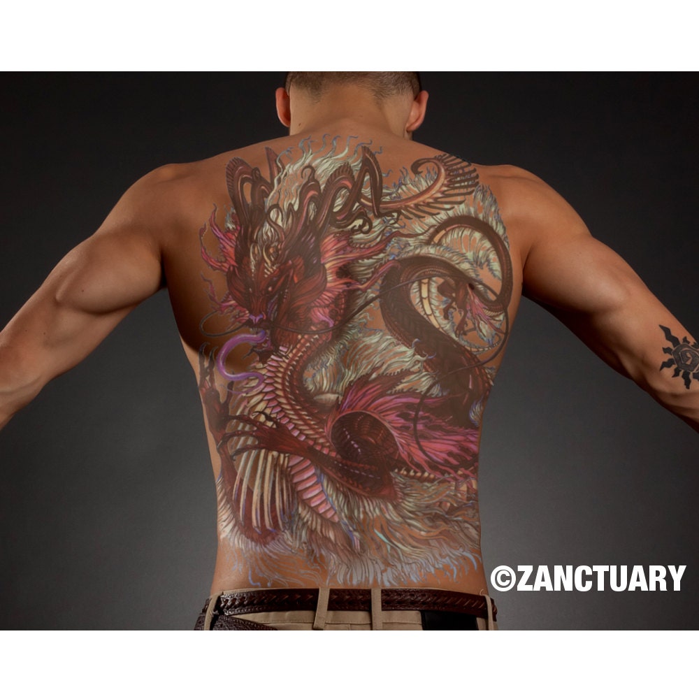 Men Temporary Tattoo Full Back Temporary Tattoo Large Back