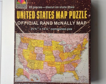 Vintage Rand McNally United State Map Puzzle 1980s