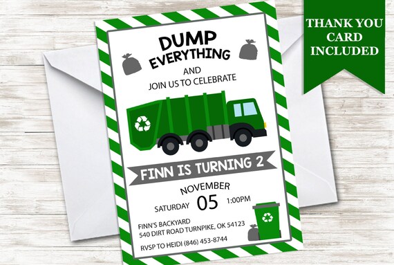 Garbage Truck Invitations 8