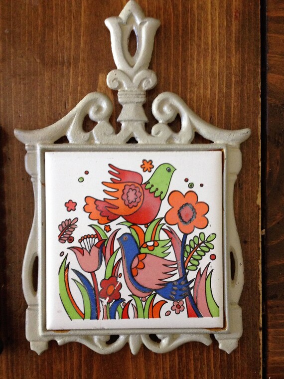 Vintage 5 1970s Cast Iron Trivets Potholders Wall Hanging