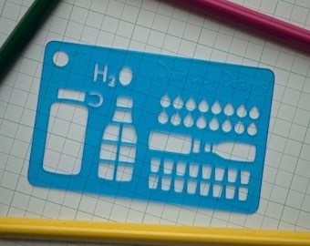Hydration, Planner or Bullet Journal Stencil - 061 (Credit Card Size Stencil)