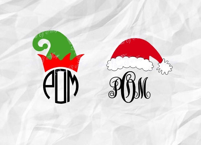 Santa Hat Monogram SVG File Christmas Hat Svg Elf Hat Svg