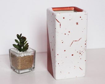 Set of Planters Home ESPRIT Grey Copper Golden Metal 40 x 40 x 62 cm main image 1