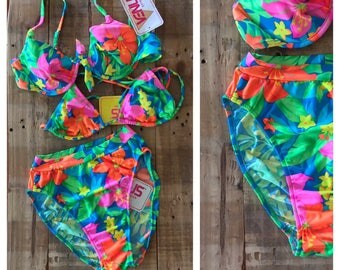 90s High Waisted Bikini / High Cut Bikini / Bikini Set / 90s Bikinki / Vintage Bikini / Cheeky Bikini / 90s High Waisted Swimsuit