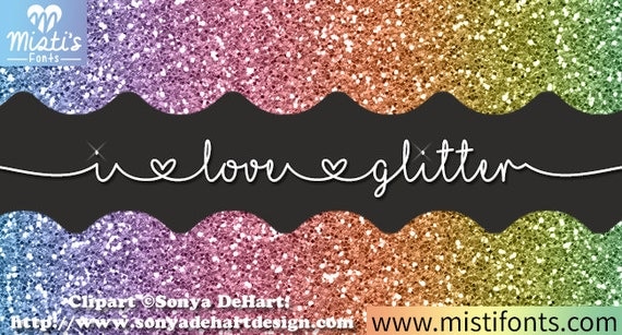 Download MF I Love Glitter font SVG Version Digital Download font for