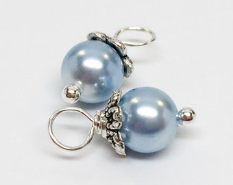 Swarovski pearl birthstones, dangle beads, birthstones, pearl dangle beads, dangle charms, beaded dangle, pearl dangles, bead dangles, 4pcs