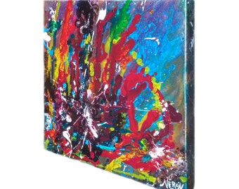 RESIN ART Wall Decor Abstract Modern Contemporary Acrylic Painting Colored Shiny Interior Decorating Urban Industriel Loft Hipster Gift