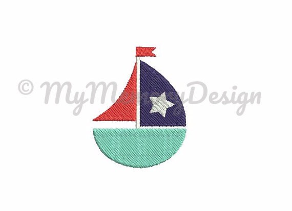 Boat embroidery design - Fill stitch mini embroidery 