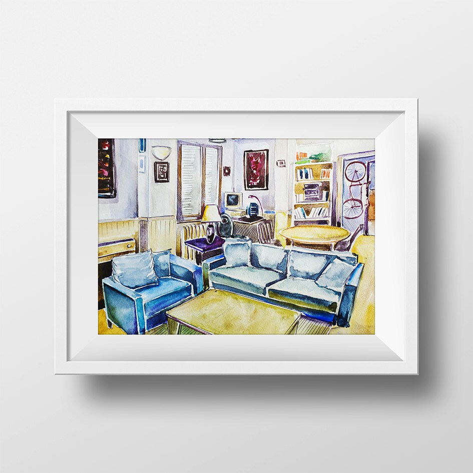 Wall Art Apartment of Jerry Seinfeld Watercolor PrintSeinfeld