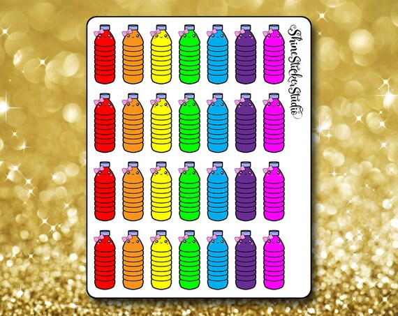 Cute Bright Rainbow Kawaii Water Bottle Stickers Planner