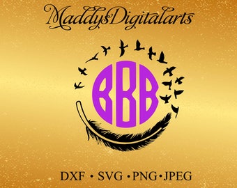 Birds Feather SVG, feather circle svg, feather ready to cut files for Cricut, Silhouette etc,also in png, eps & DXF format